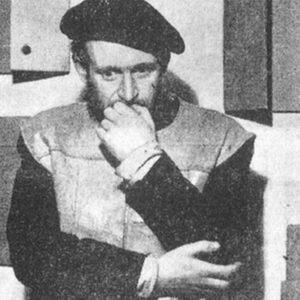 Das historische Schwarz-Weiss-Foto zeigt Gustav Metzger in hohem Alter mit Hut und Weste.